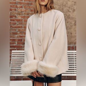 Commense Cream Woman’s with Faux Fur Cuffs